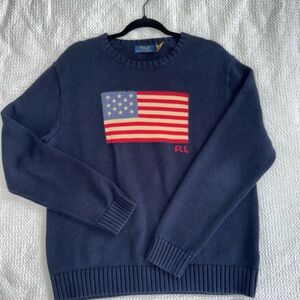 Polo by Ralph Lauren Blue and Red Crewneck Sweater